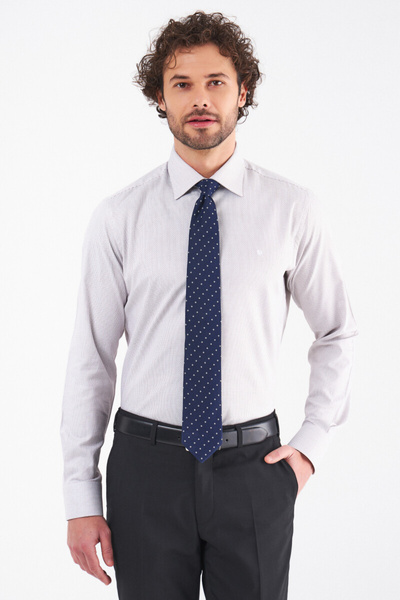 Bisse Regular Fit Long Sleeve Coffee Classic Men's Shirt