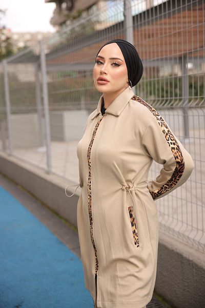 MİMİ Luxury Wear Hijab Tracksuit Set Zippered Double - Tunic Pants