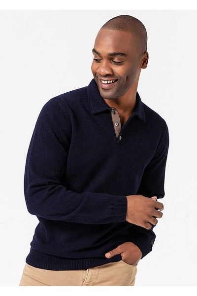 Boris Becker Navy Blue Cashmere Polo Neck Knitwear Sweater