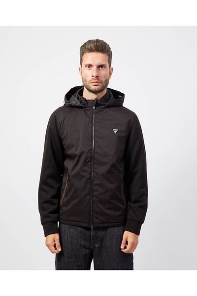 Guess Ανδρικό πλεκτό Windbreaker Warm Touch Windbreaker - Μαύρο