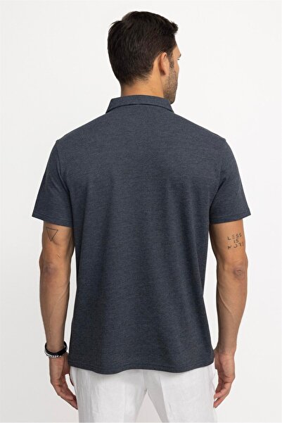 Tudors Pánské bavlněné pletené černé tričko Regular Fit klasického střihu