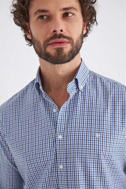 Bisse Regular Fit Uzun Kollu Mavi Spor Erkek Gömlek