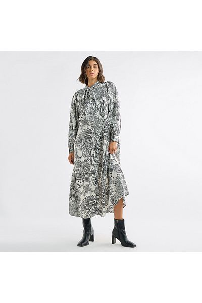 FAV PRINTED MAXI DRESS WITH FRONT TIE UP