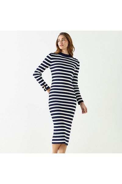 2Xtremz Striped Bodycon Dress With Long Sleeves