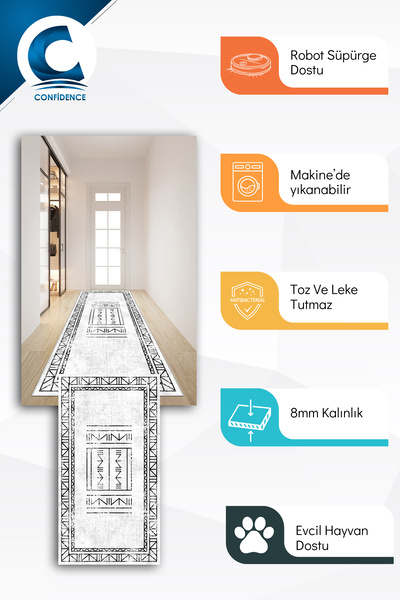 Confidence Home Machine washable non-slip base stain-resistant modern cutting runner kitchen runner carpet runner