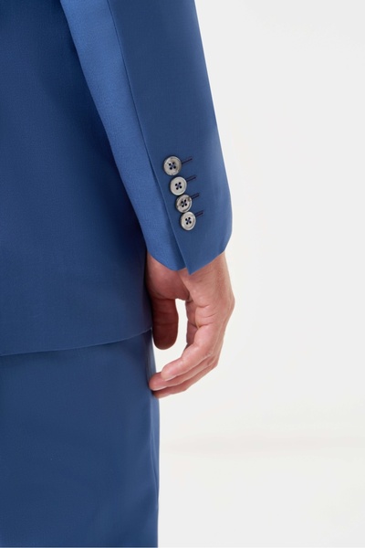 Bisse Comfort Fit Mono Yaka Drop 6 Çift Yırtmaçlı Açık Lacivert Erkek Takım Elbise