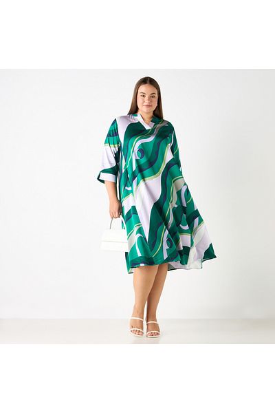 Ulla Popken WAVY STRIPE SWING DRESS
