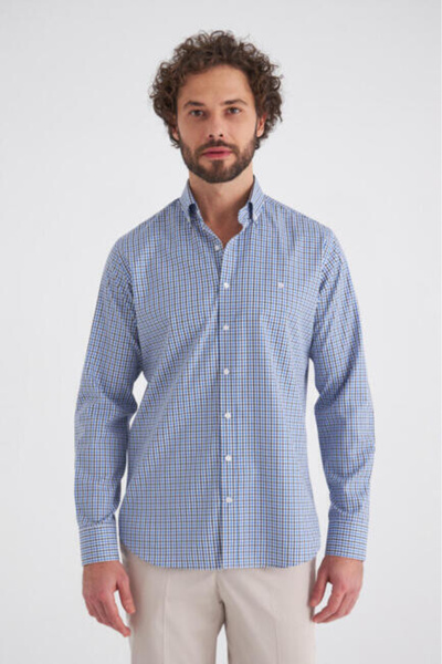Bisse Regular Fit Uzun Kollu Mavi Spor Erkek Gömlek