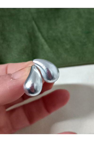 mos&more Matte Silver Mini Size Drop Women's Earrings
