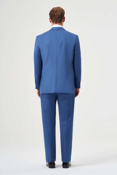 Bisse Comfort Fit Mono Yaka Drop 6 Çift Yırtmaçlı Açık Lacivert Erkek Takım Elbise