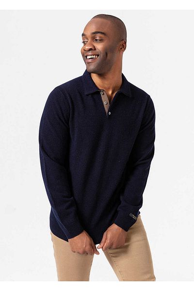 Boris Becker Navy Blue Cashmere Polo Neck Knitwear Sweater