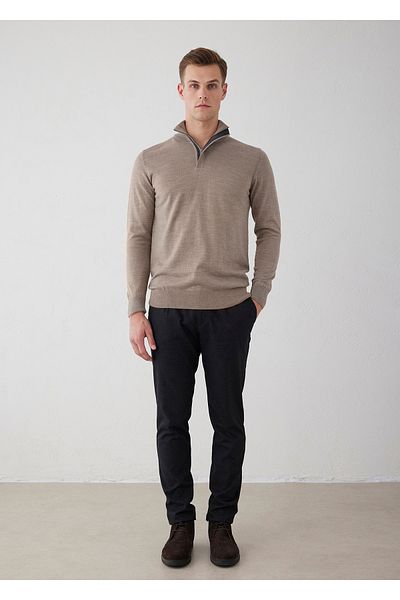 Boris Becker Beige Color Half Placket Knitwear
