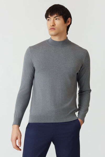 Bisse Men's Basic Half Fisherman Knitwear Dark-Grey