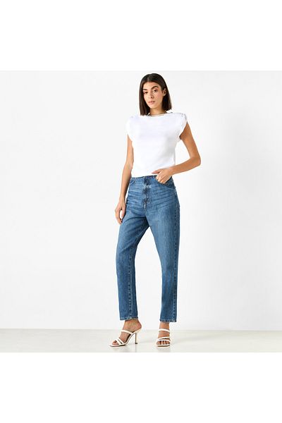 2Xtremz Embellished Round Neck Sleeveless Top With Ruched Detail