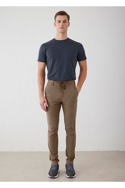 Boris Becker Khaki Color Stretch Waist Corded Chino Pants