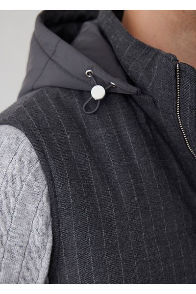 Boris Becker Anthracite Color Striped Detachable Hooded Vest