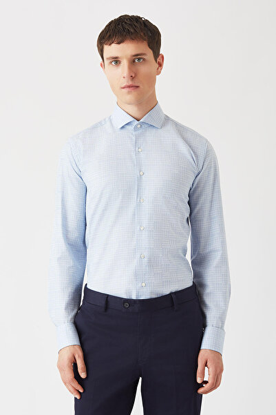 Bisse Regular Fit Long Sleeve Blue Classic Men's Shirt