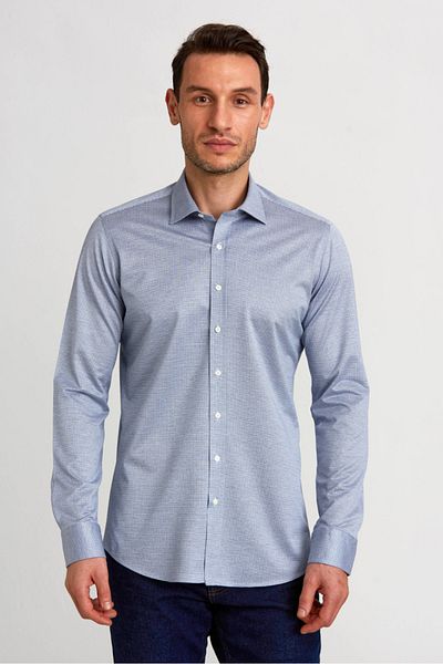 Bisse Platinum Regular Fit Long Sleeve Navy Blue Men's Shirt