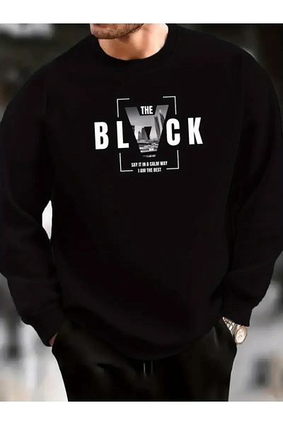 Kokosh moda Bluză pentru bărbați cu mânecă lungă, cu decolteu, cu logo negru, cu două fire