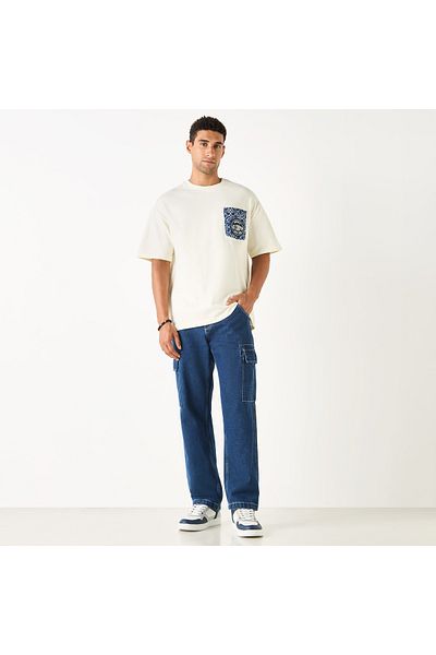 Lee Cooper تي شيرت كبير الحجم بطبعة جيب ورقبة دائرية