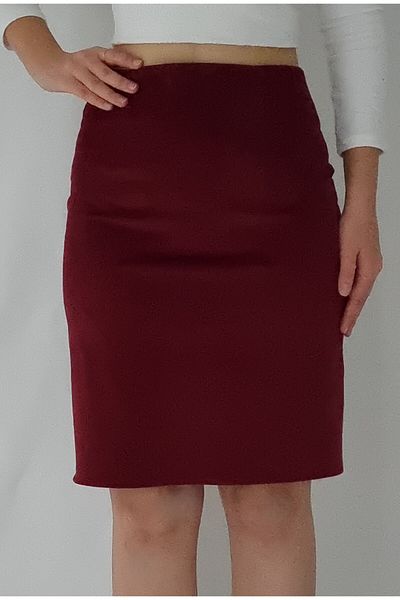 YAXİ MEDİAS Fusta creion din catifea roșie Claret