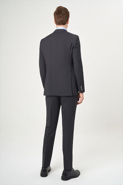 Bisse Men's Modern Fit Mono Collar 2 Button Double Slit Suit BLACK