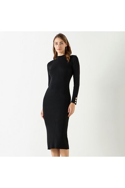 2Xtremz Textured Bodycon Dress With Long Sleeves