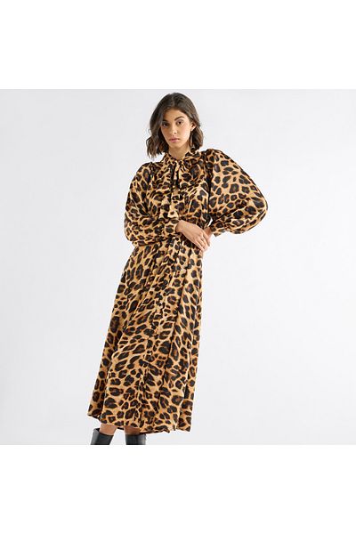 FAV PRINTED MAXI DRESS WITH FRONT TIE UP