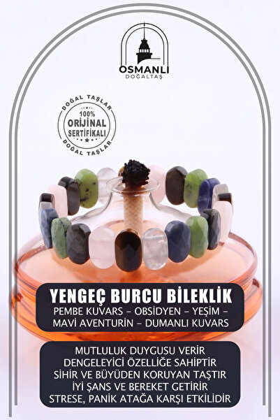 OSMANLI DOĞAL TAŞ Sertifikalı Yengeç Burcu Roleks Bileklik B069