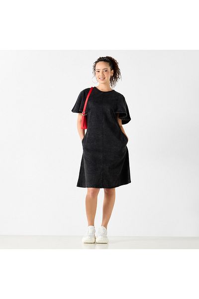 Lee Cooper Denim A-line Dress With Round Neck And Pocket