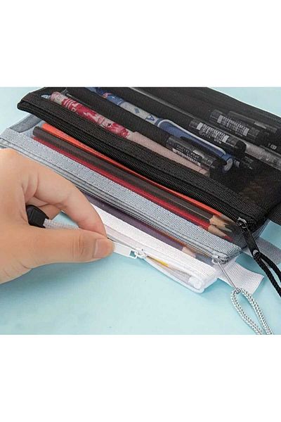 Elit Elit81 1Pcs Black Large Capacity Clear Mesh Pencil Case - Office Supplies & Cosmetics