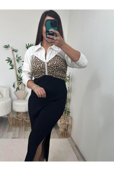 PatutA ButiK Leopar Geçişli Crop Gömlek