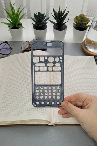 Karmelom Studio Telephone Shaped Bullet Journal Icons Template Ruler