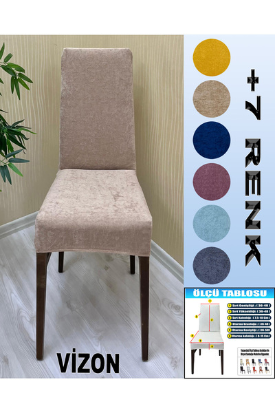 Home 6 Adet Süet Detaylı Angora Kumaş Sandalye Kılıfı Yıkanabilir Likralı Esnek Lastikli, Sandalye Örtü