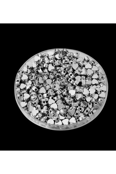 yiğit aksesuar 100 Pcs Silver Heart Acrylic Plastic Beads Perforated Star Jewelry Apparatus