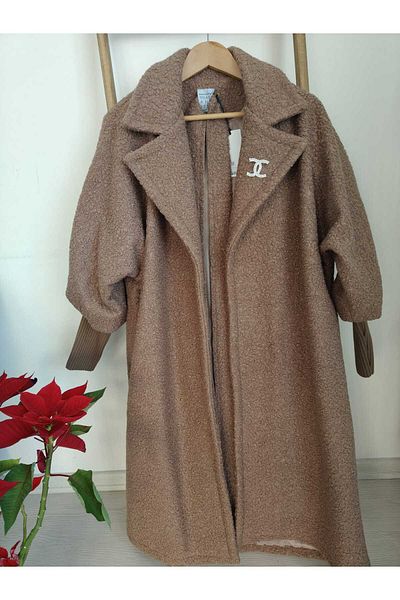 AMİNENESİL Καφέ Premium Boucle Coat