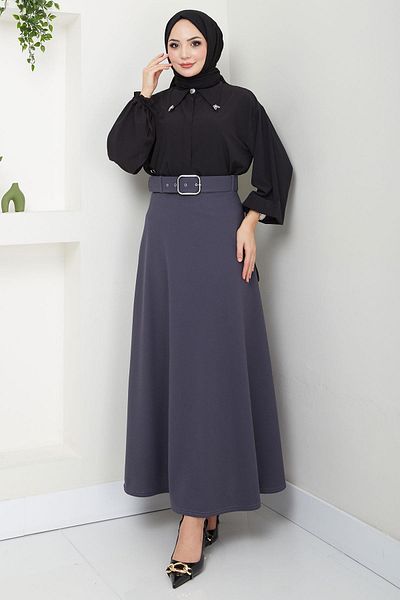 hafsamina Smoked Mevlana Belted Skirt - Hm2370