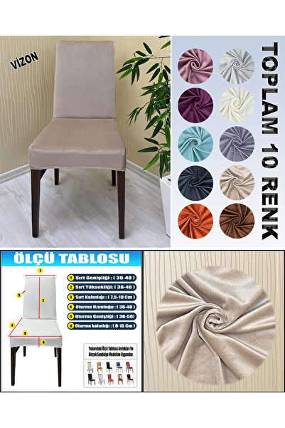 Home 4 Adet Süet Detaylı Angora Kumaş Sandalye Kılıfı Yıkanabilir Likralı Esnek Lastikli, Sandalye Örtü