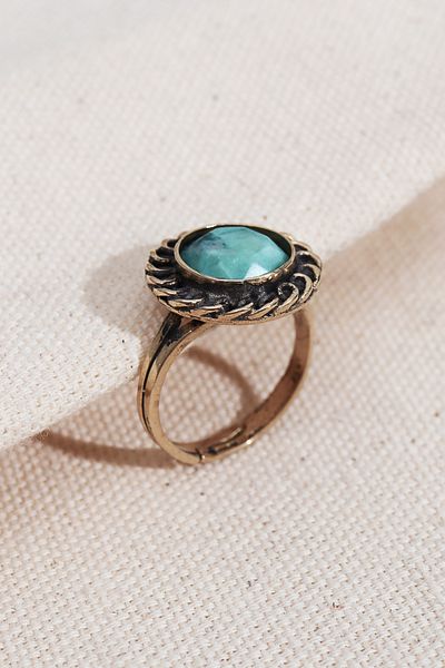 Süspüs Accessories Turquoise Round Stone Authentic Ring