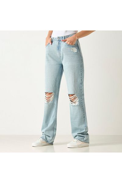 Lee Cooper Ripped Detail Jeans With Pockets