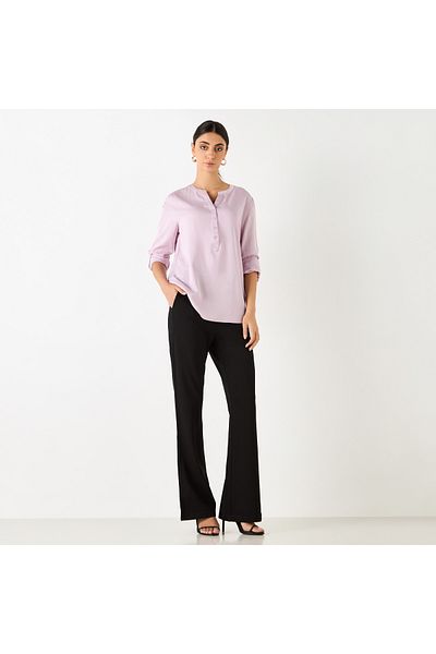 2Xtremz Button Accent Flared Leg Trousers With Pockets