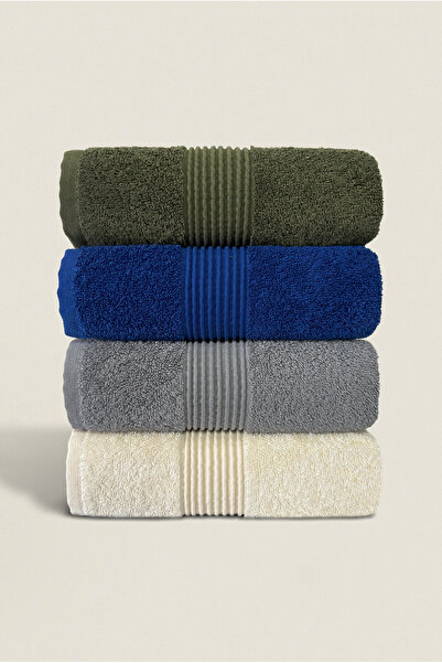 Ellaline Set of 4 Towels 100% Cotton Certified, Hand Face Kitchen Towel, 50X90Cm Ultra Absorbent and Soft 4 Colors