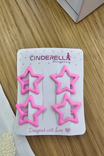 Cinderella مجموعة مشبك شعر على شكل نجمة مكونة من 4 قطع باللون الفوشيا - مشبك ...
