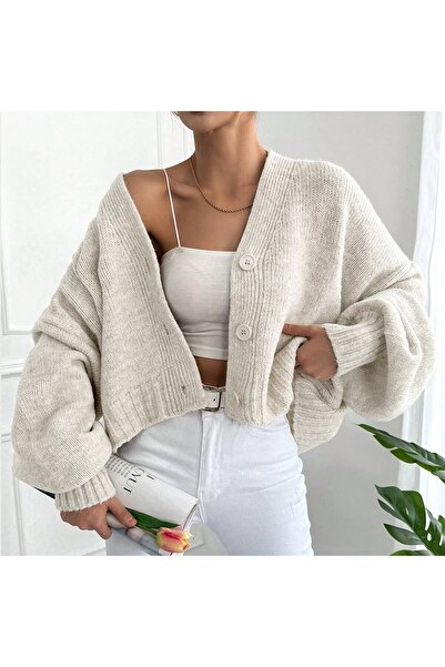 ALTINER Kadın Taş Rengi Oversize Triko Hırka