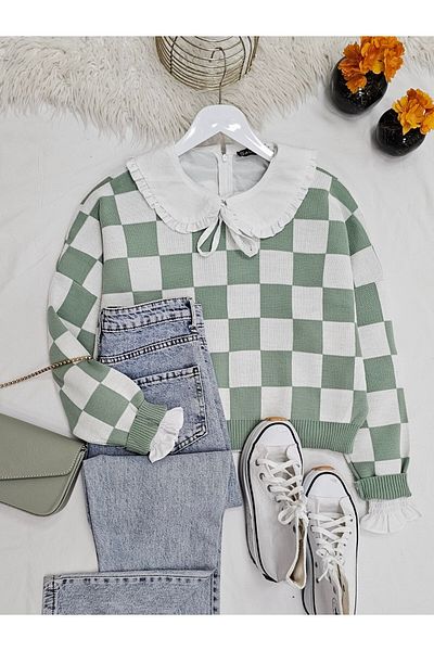 Modamorfo Pullover mit Schachbrettmuster