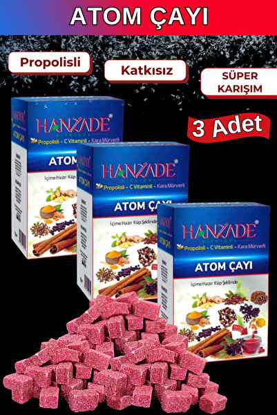 Hanzade Bitkisel Propolisli C Vitaminli - Kara Mürverli Atom Çayı Kış Çayı 150 gr X 3 Adet