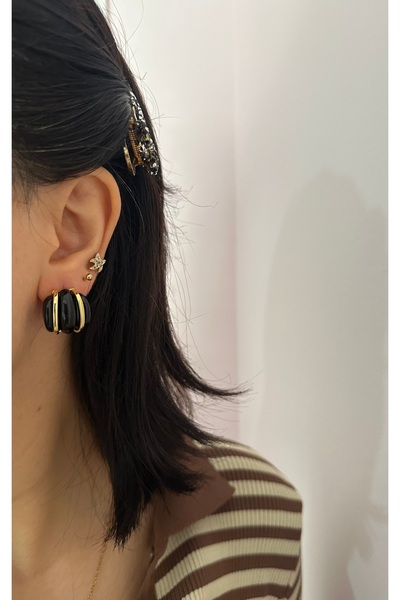 YENGEÇ Siyah Çelik Küpe