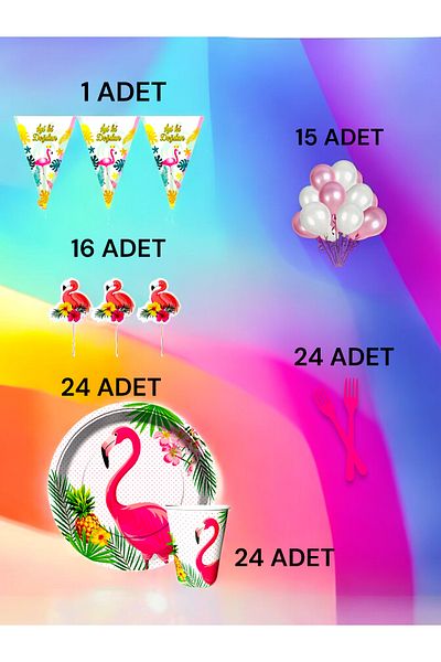 VibeHome Flamingo Themed m Pack for 24 - Birthday Party and Fun Events