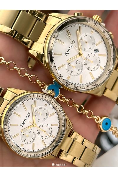 Ferrucci Brand Steel Cord Yellow Color, Dear Watches + Rosary Bracelet