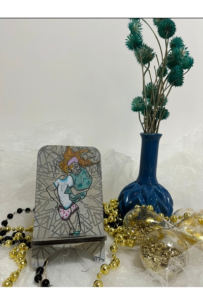 Ahşap Telefon ,Tablet Tutucu,Hediyelik Eşya,El Boyaması,Yılbaşı